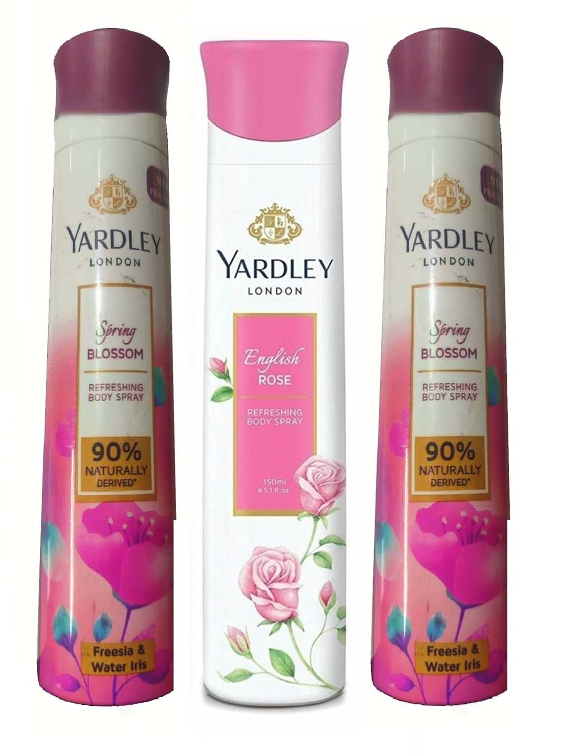     			2 SPRING BLOOMS 1 ENGLISH ROSE 150 ML EACH PACK OF 3 .