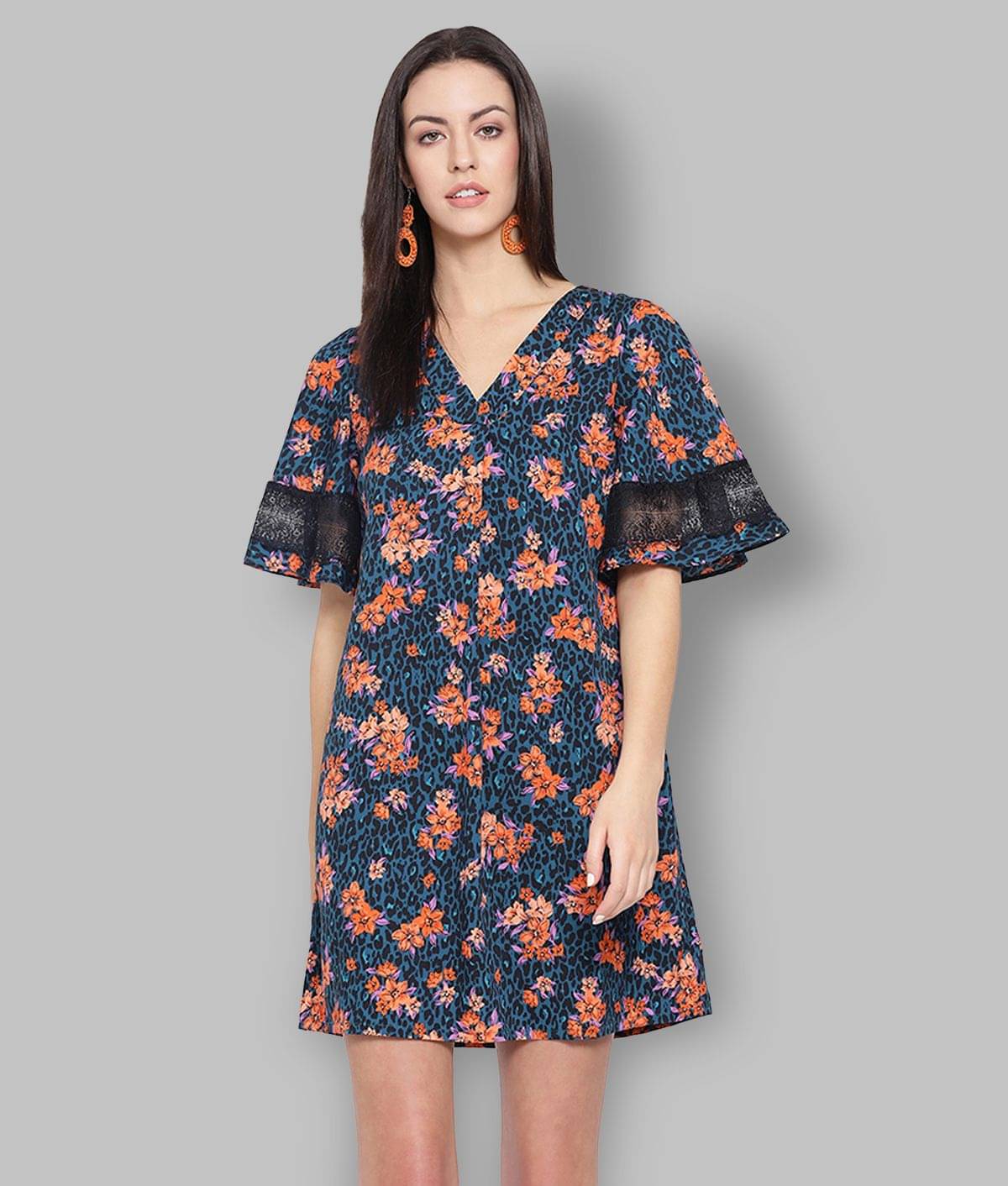     			Oxolloxo Polyester Blue Skater Dress