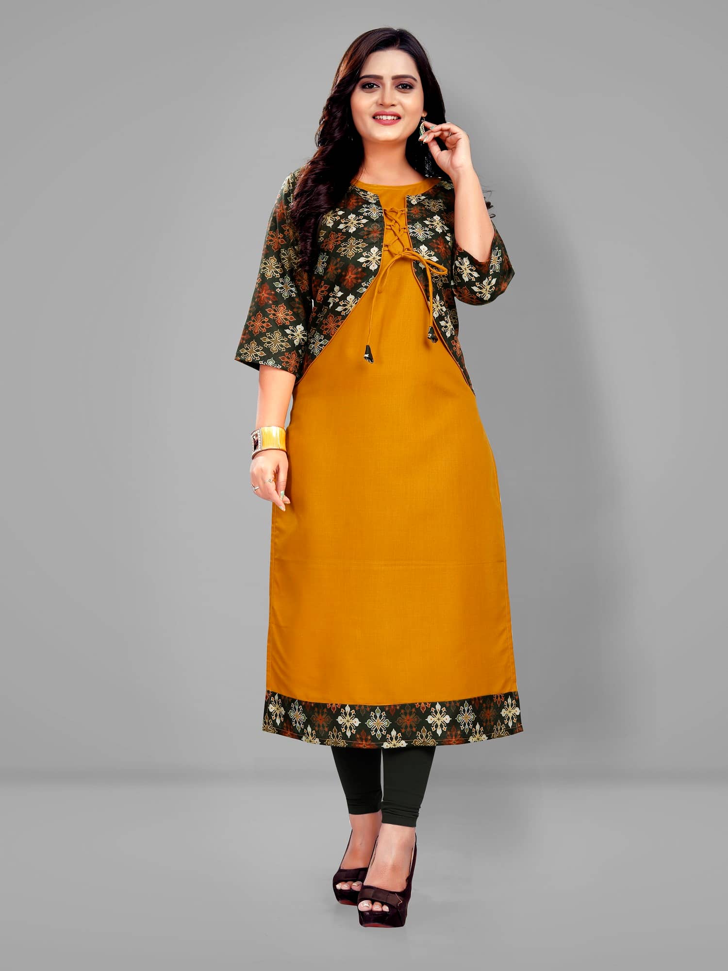 Lerkiza Rust Cotton Jacket Style Kurti - Single - Kurtis, Tunics | Buy online on ZillyBuy