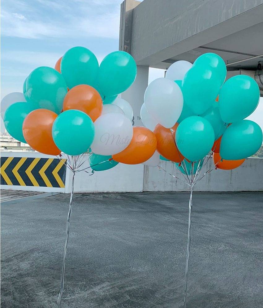     			Balloon Junction Themez Only Pastel Color Balloons for Decoration - Pack of 51 pcs (Aqua , Peach and White)