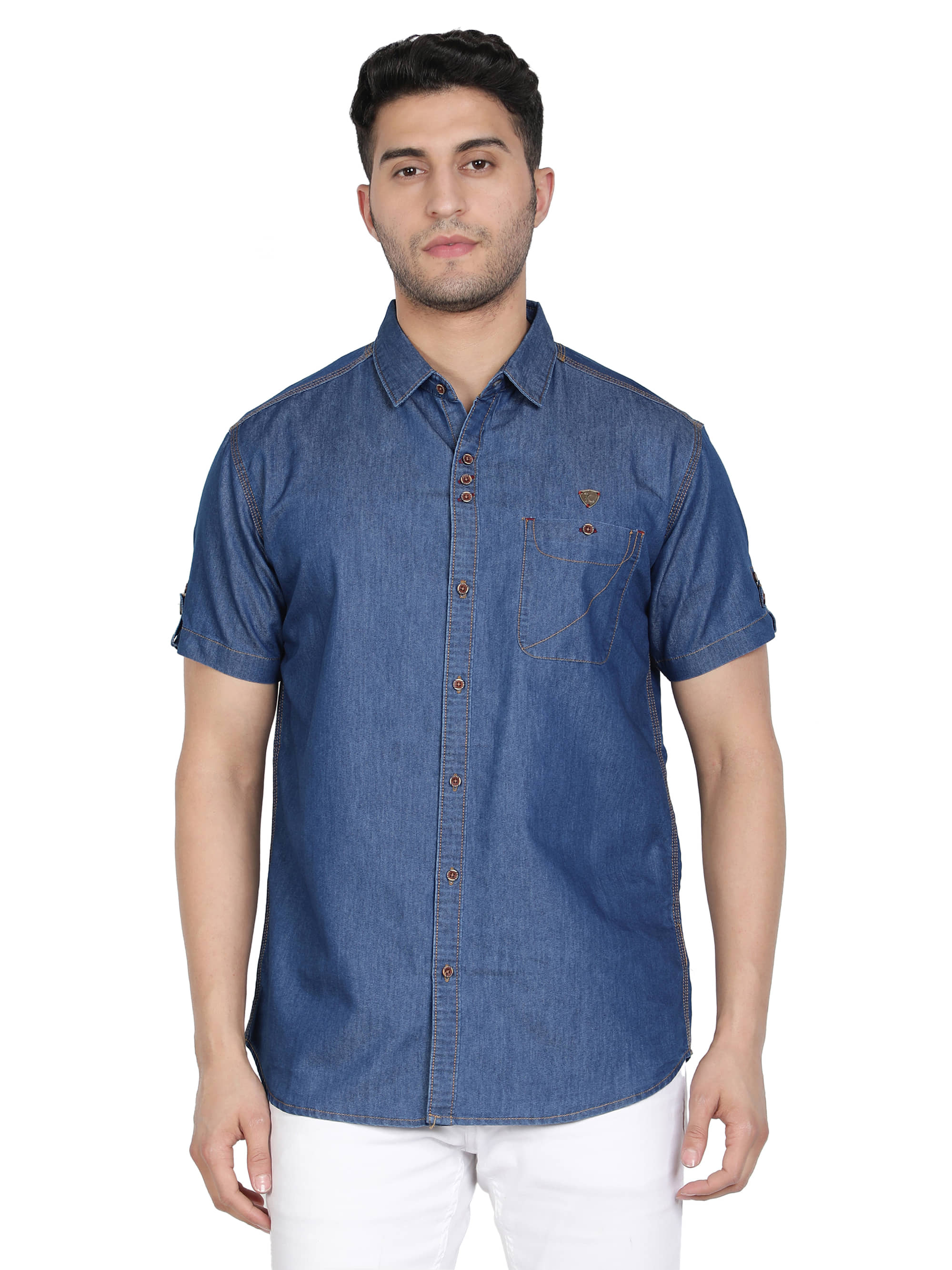 Kuons Avenue Denim Slim Fit Solids Men's Casual Shirt - Blue ( Pack of 1 )