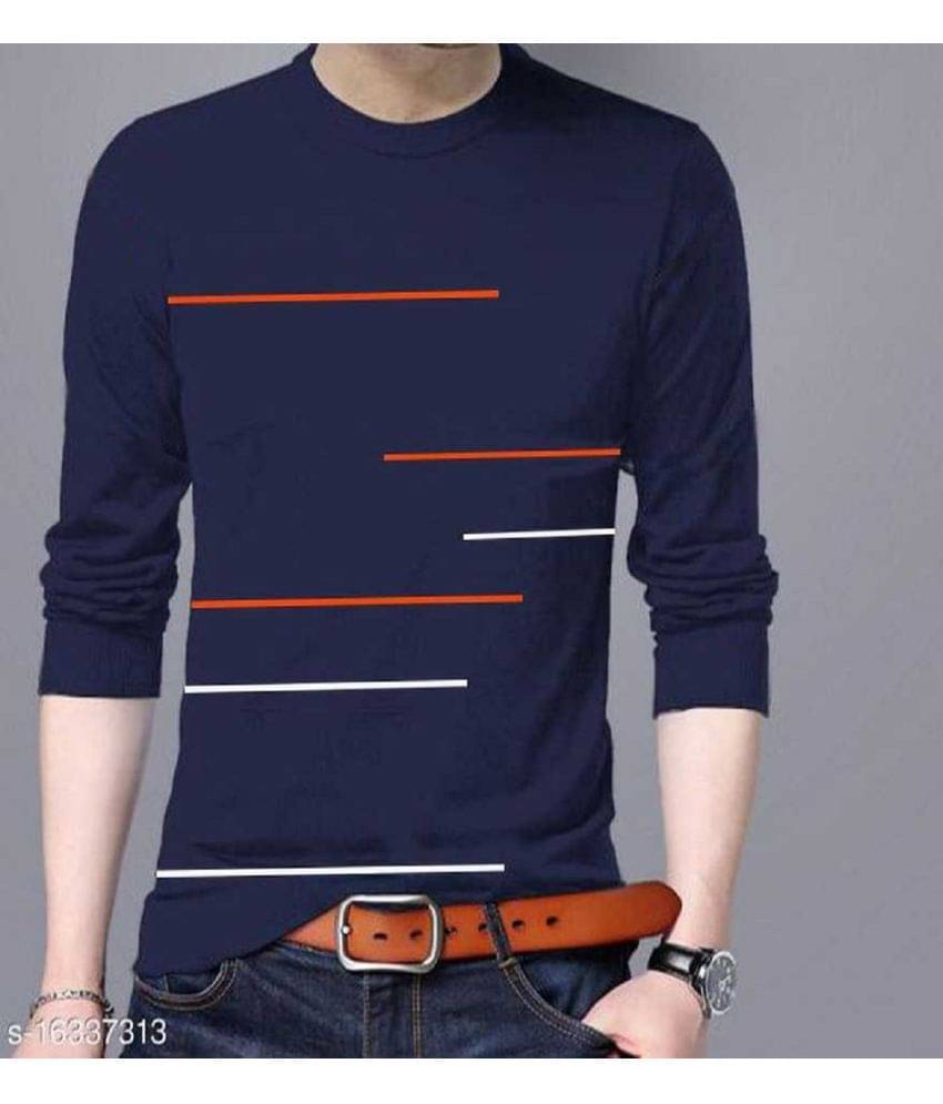 Leotude Pack of 1 Cotton Blend Regular Fit Men's T-Shirt ( Navy Blue ) Leotude Pack of 1 Cotton Blend Regular Fit Men's T-Shirt ( Navy Blue )