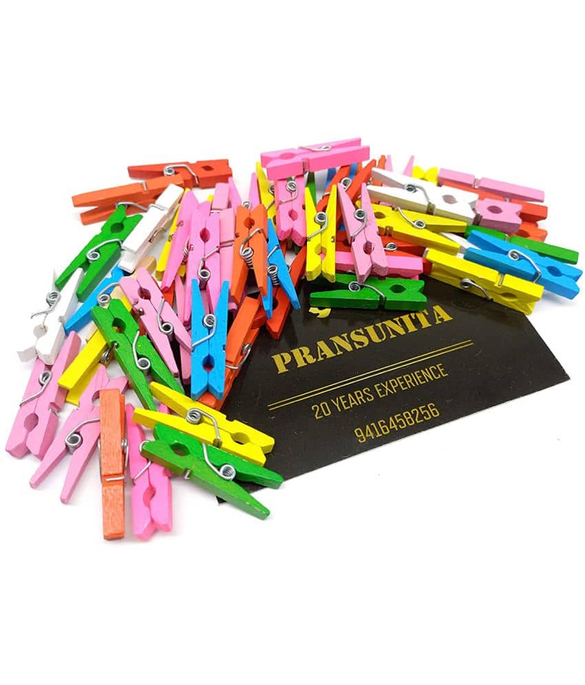 PRANSUNITA 80 pcs Small Natural Wooden Clothespins with 10 MTS Jute Twine Thread for Photos Display, Gift Wrapping, Hanging Pictures Home School Arts Crafts Décor ,Size -2.5 cm – Multicolored - Stationery | Buy online on ZillyBuy