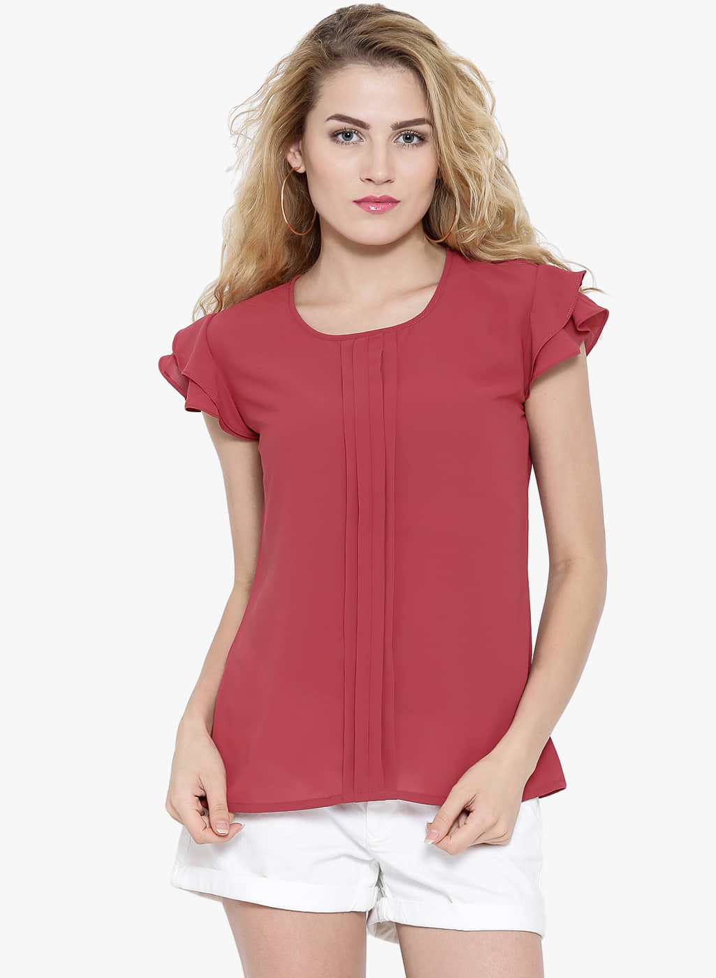 Rare Women's Crepe Regular Top ( Maroon )