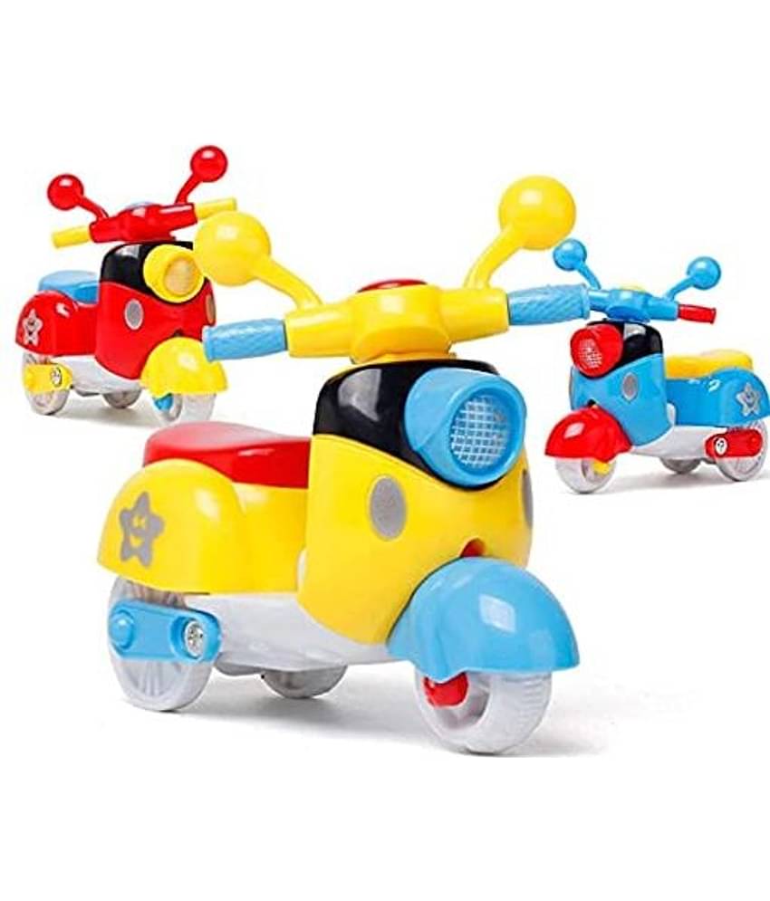 Tzoo Mini Scooter Kids Toys Toddlers Baby Boys Girls Adults Seat Model Toys Steering Wheel Car Toy Track, Mini Motorcycle Toy Pull Back ( Multi Color )