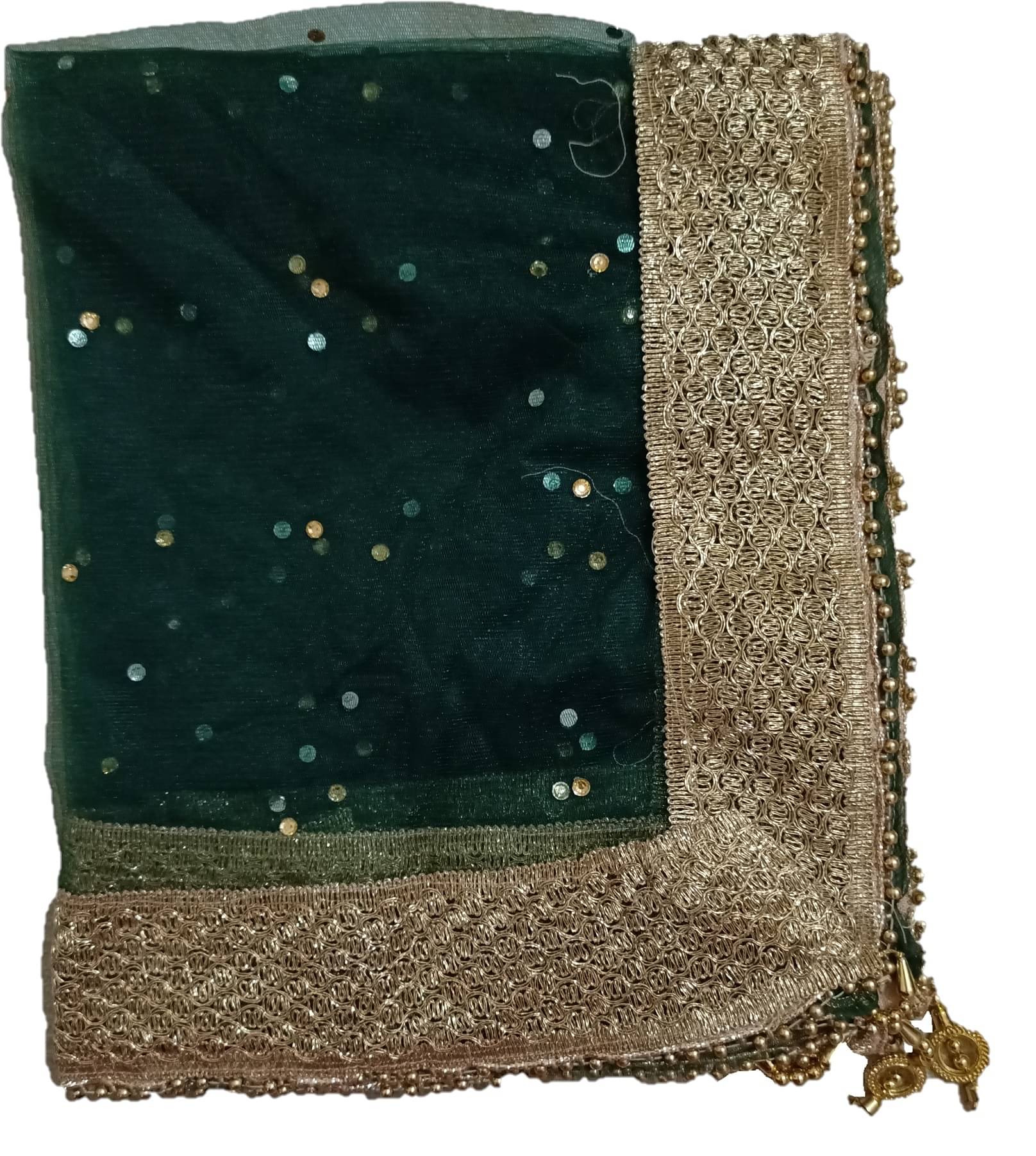     			BBQSTYLE Green Net Dupatta - Single