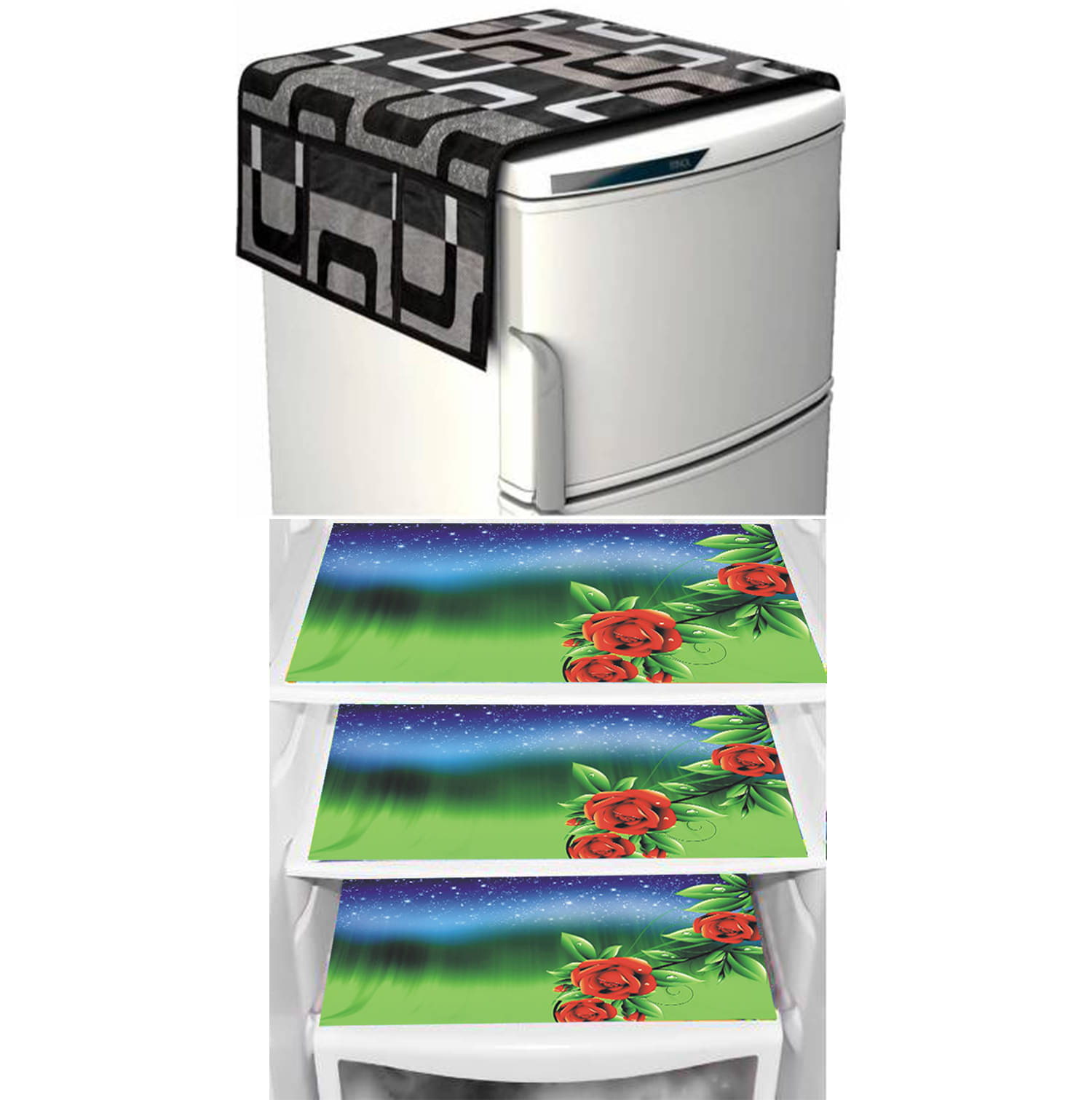     			Set of 4 Knitting Black Fridge Top Cover
