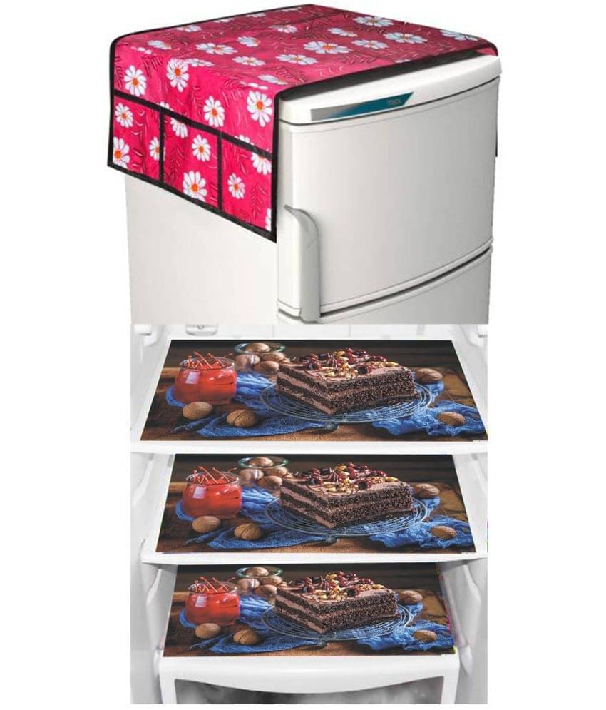 Set of 4 Knitting Maroon Fridge Top Cover Set of 4 Knitting Maroon Fridge Top Cover