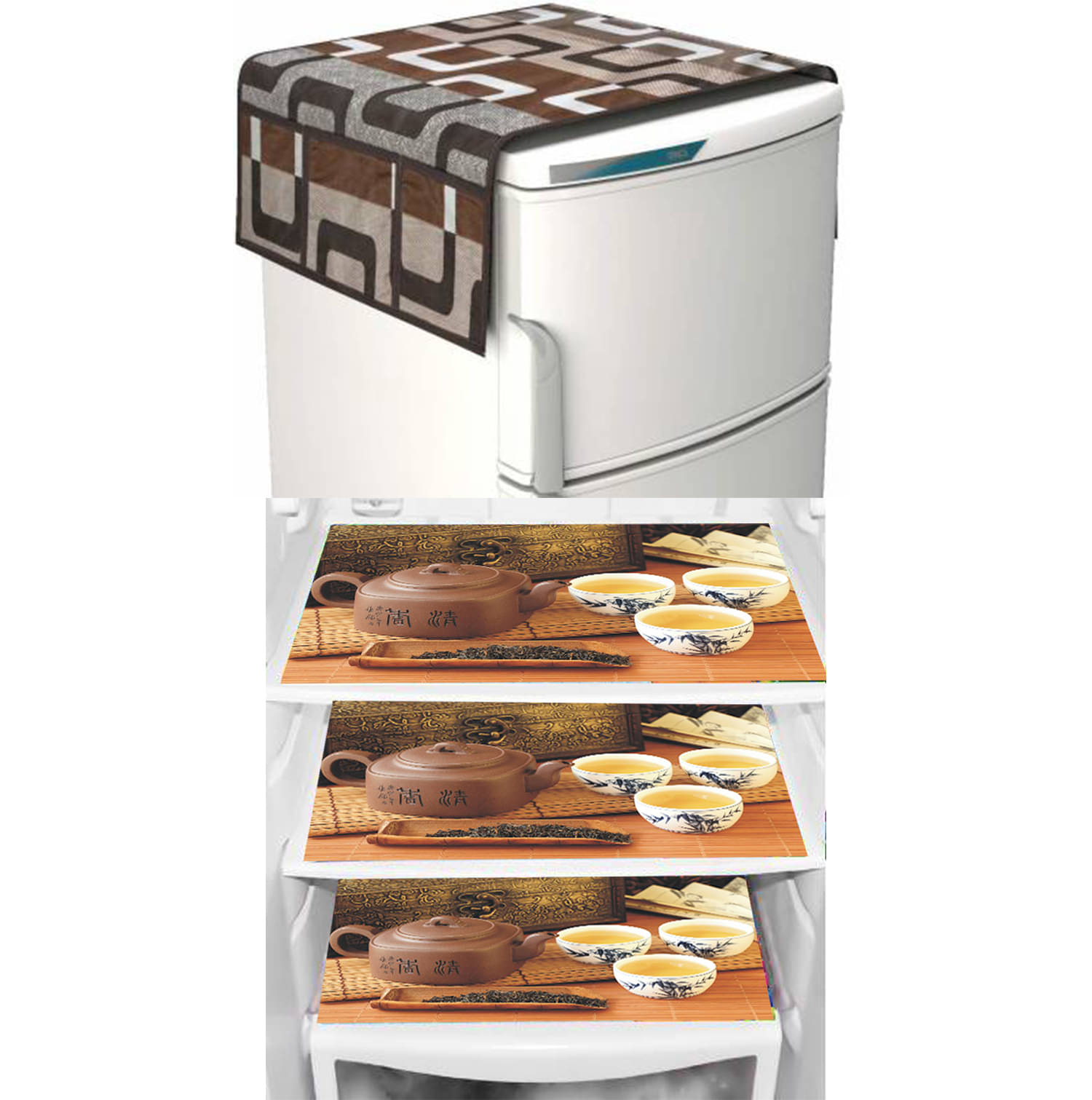 Set of 4 Knitting Multicolor Fridge Top Cover Set of 4 Knitting Multicolor Fridge Top Cover