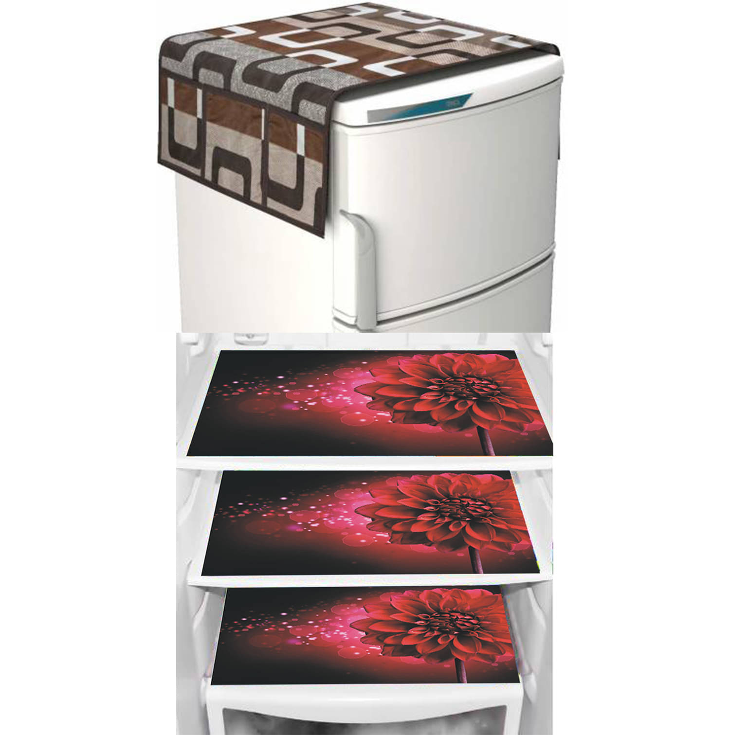 Set of 4 Knitting Brown Fridge Top Cover Set of 4 Knitting Brown Fridge Top Cover