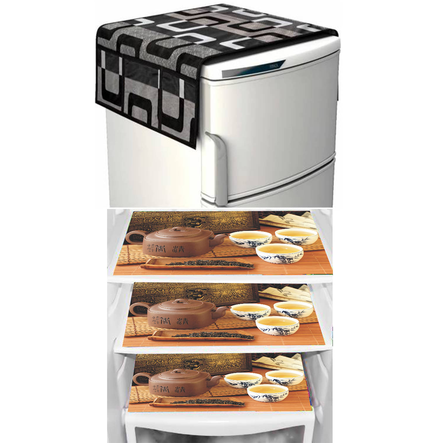 Set of 4 Knitting Black Fridge Top Cover Set of 4 Knitting Black Fridge Top Cover
