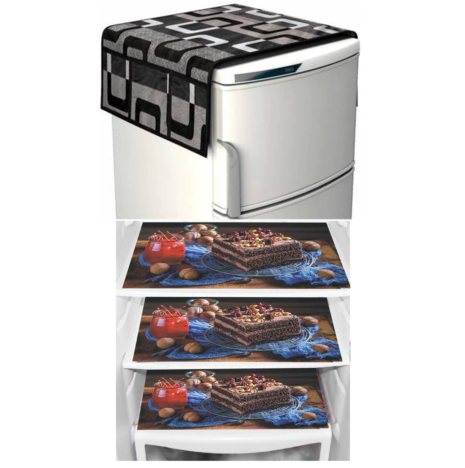 Set of 4 Knitting Black Fridge Top Cover Set of 4 Knitting Black Fridge Top Cover