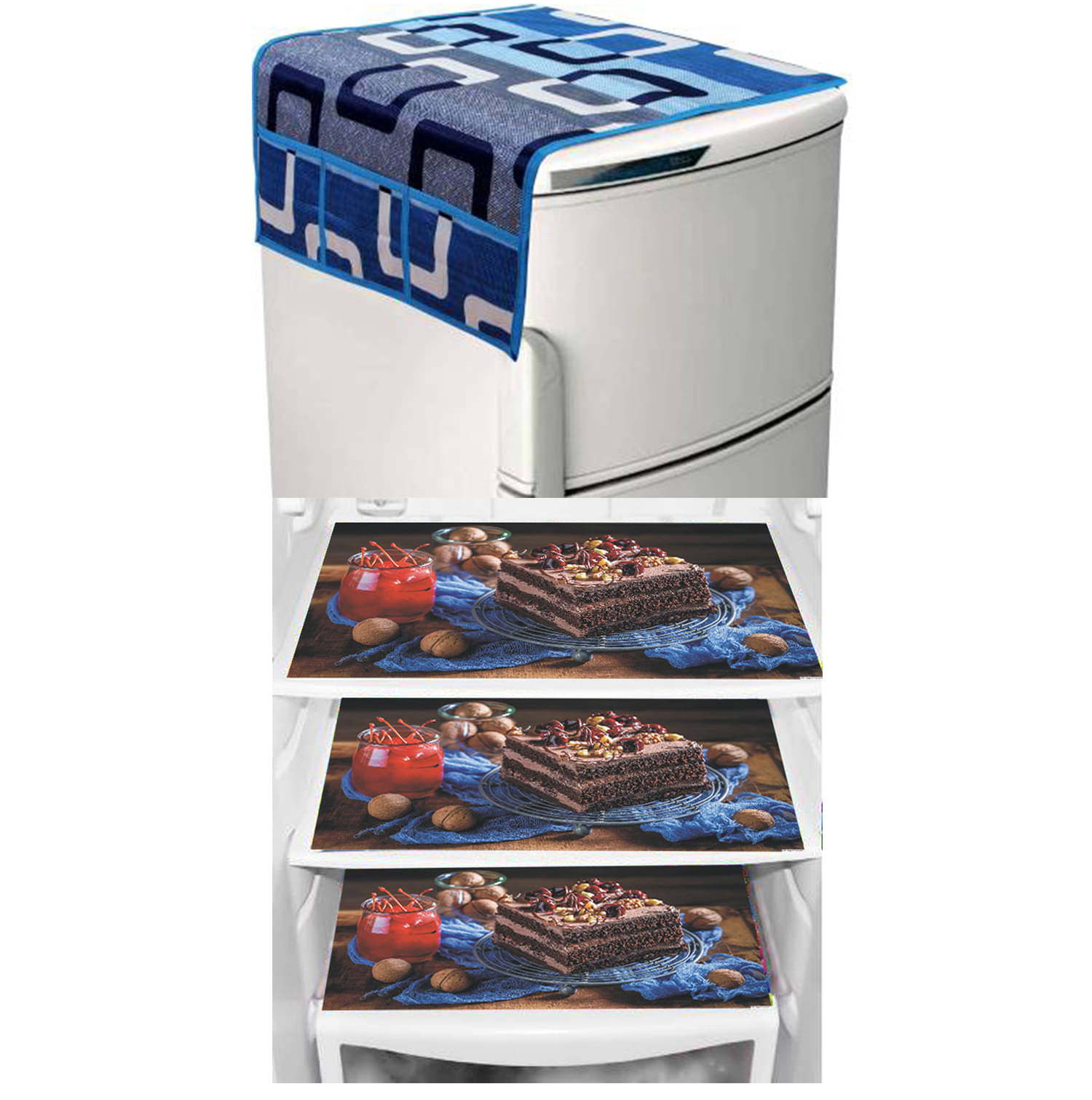 Set of 4 Knitting Blue Fridge Top Cover Set of 4 Knitting Blue Fridge Top Cover
