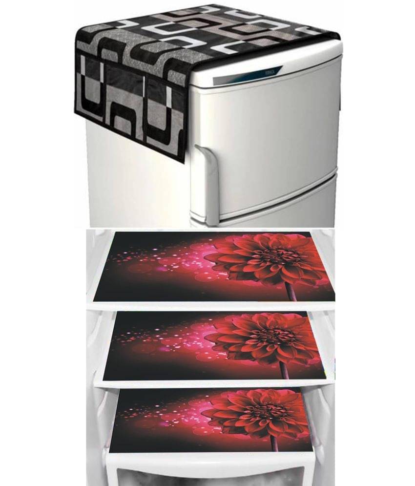     			Set of 4 Knitting Black Fridge Mats