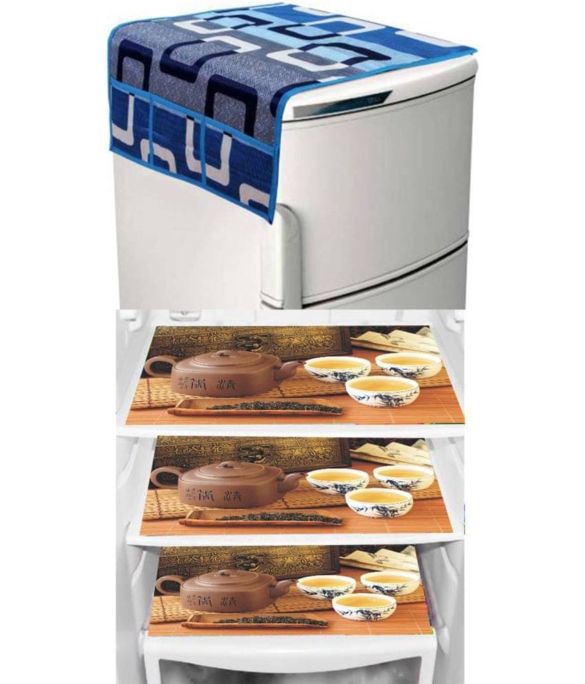 Set of 4 Knitting Blue Fridge Top Cover Set of 4 Knitting Blue Fridge Top Cover