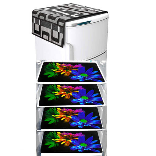 Set of 5 Knitting Black Fridge Top Cover Set of 5 Knitting Black Fridge Top Cover