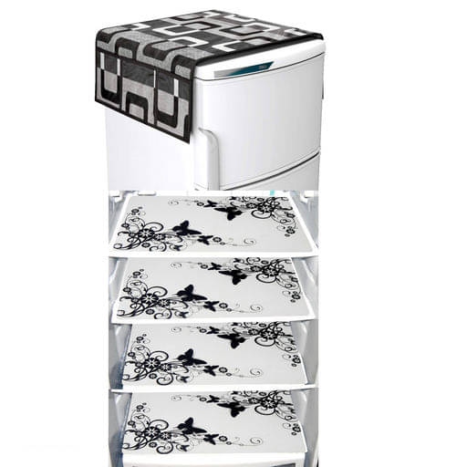 Set of 5 Knitting Black Fridge Top Cover Set of 5 Knitting Black Fridge Top Cover