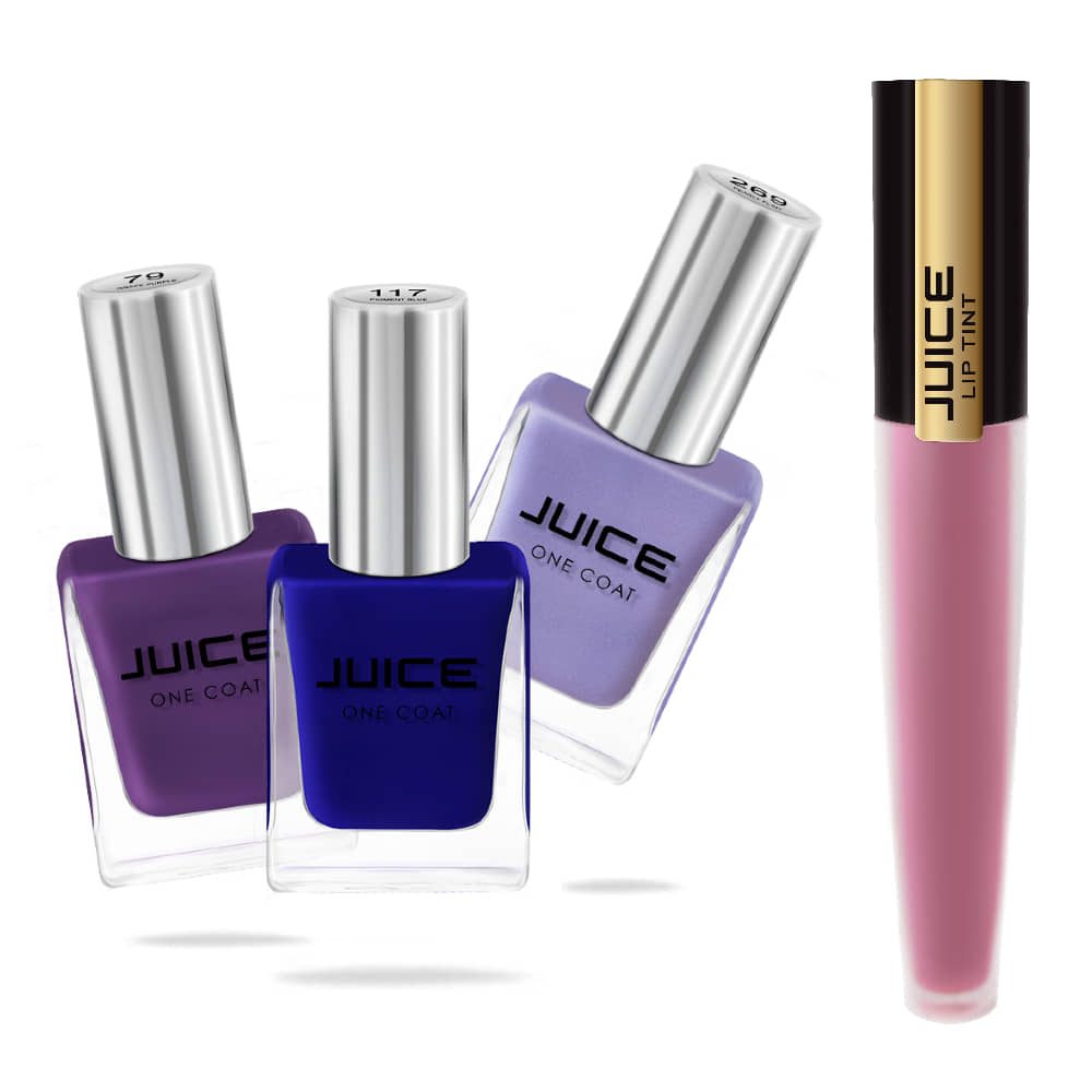 Juice PEARLY FLINT,PURPLE,BLUE,PLUMBURN Nail Polish 78,117,269,M-95 Multi Glossy Pack of 4 37 mL