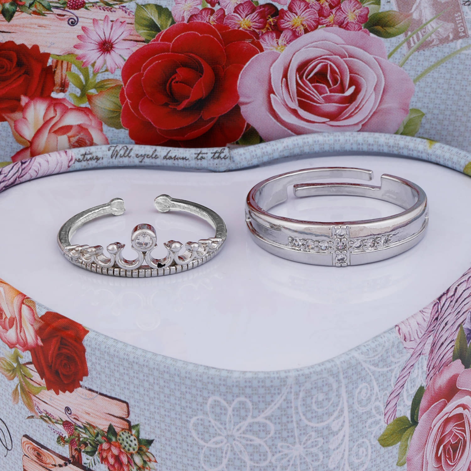 Paola Some One Speical For Couple Ring Valentines Lover Gift Crown Designe Adjustable Silver Plated Couple Ring Set Women And Men Paola Some One Speical For Couple Ring Valentines Lover Gift Crown Designe Adjustable Silver Plated Couple Ring Set Women And Men
