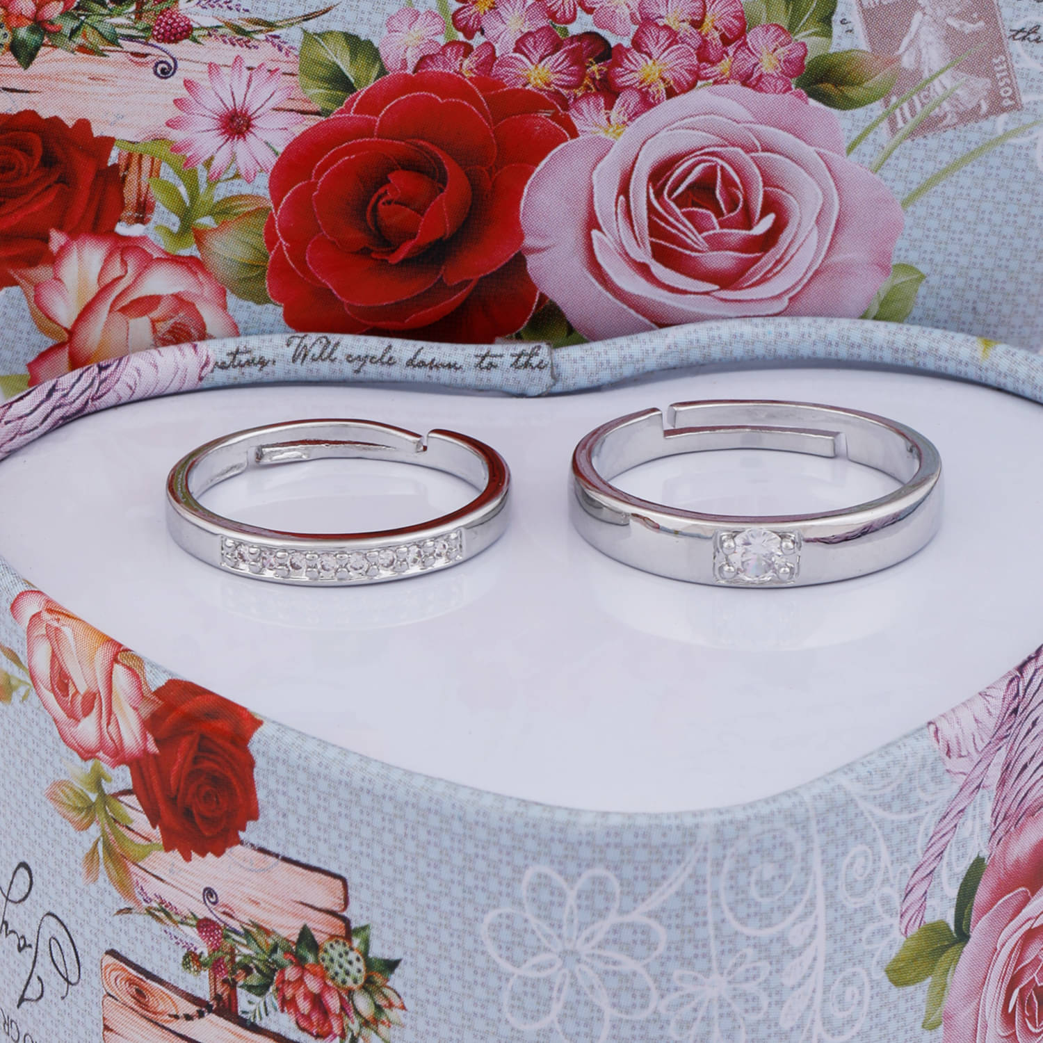 Paola Speical For Couple Ring Set Classic Look For Valentines Couples Silver Plated Adjustable Ring Set Women And Men Paola Speical For Couple Ring Set Classic Look For Valentines Couples Silver Plated Adjustable Ring Set Women And Men