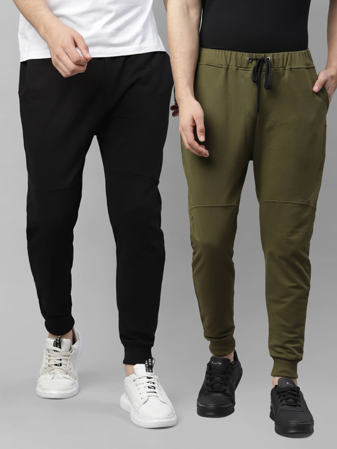 Rigo Multi Cotton Plain Joggers Pack of 2 - Track Pants | Buy online on ZillyBuy