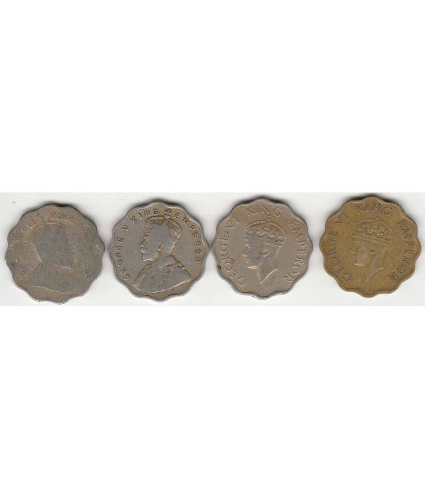     			Sansuka British India Rare 4 Different one Anna  Edward, George V and  George VI (1901-1946 AD) Coin