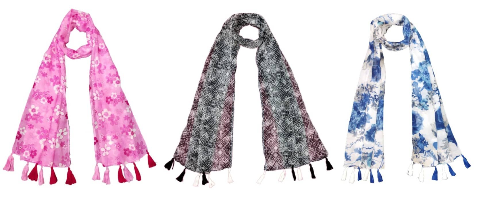 stolevilla Multi Poly Cotton Yarn Stoles ( Pack of 3 ) - Dupattas & Shawls | Buy online on ZillyBuy