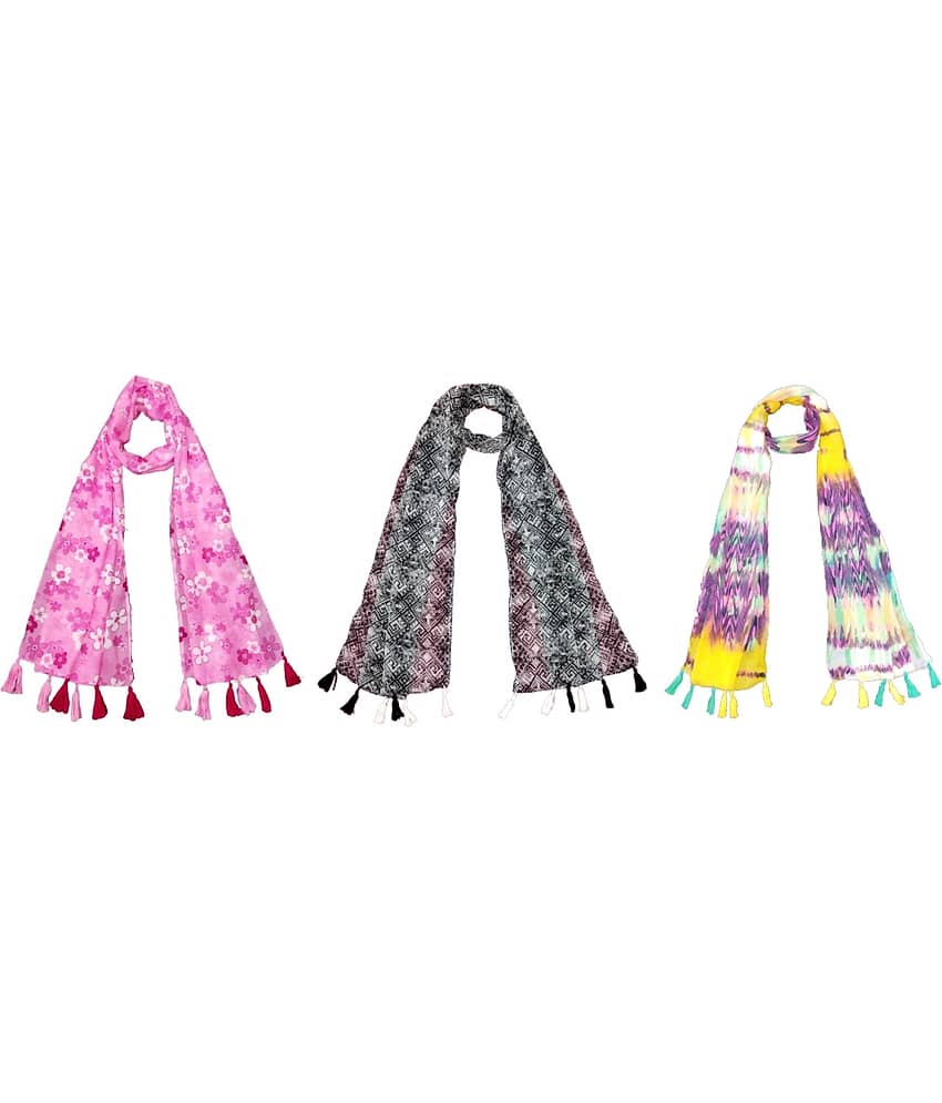 stolevilla Multi Poly Cotton Yarn Stoles ( Pack of 3 ) - Dupattas & Shawls | Buy online on ZillyBuy