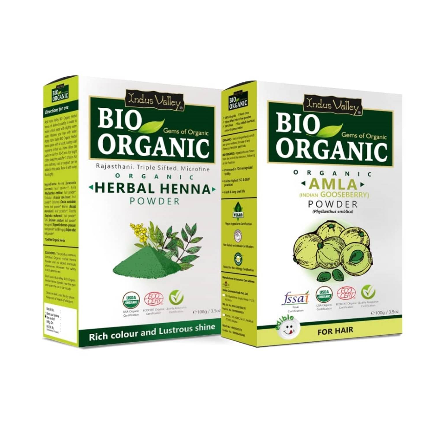 Indus Valley Natural Hair Color - HERBAL Henna+AMLA POWDER all type of Hair Type 200g Pack     			Indus Valley Natural Hair Color - HERBAL Henna+AMLA POWDER all type of Hair Type 200g Pack