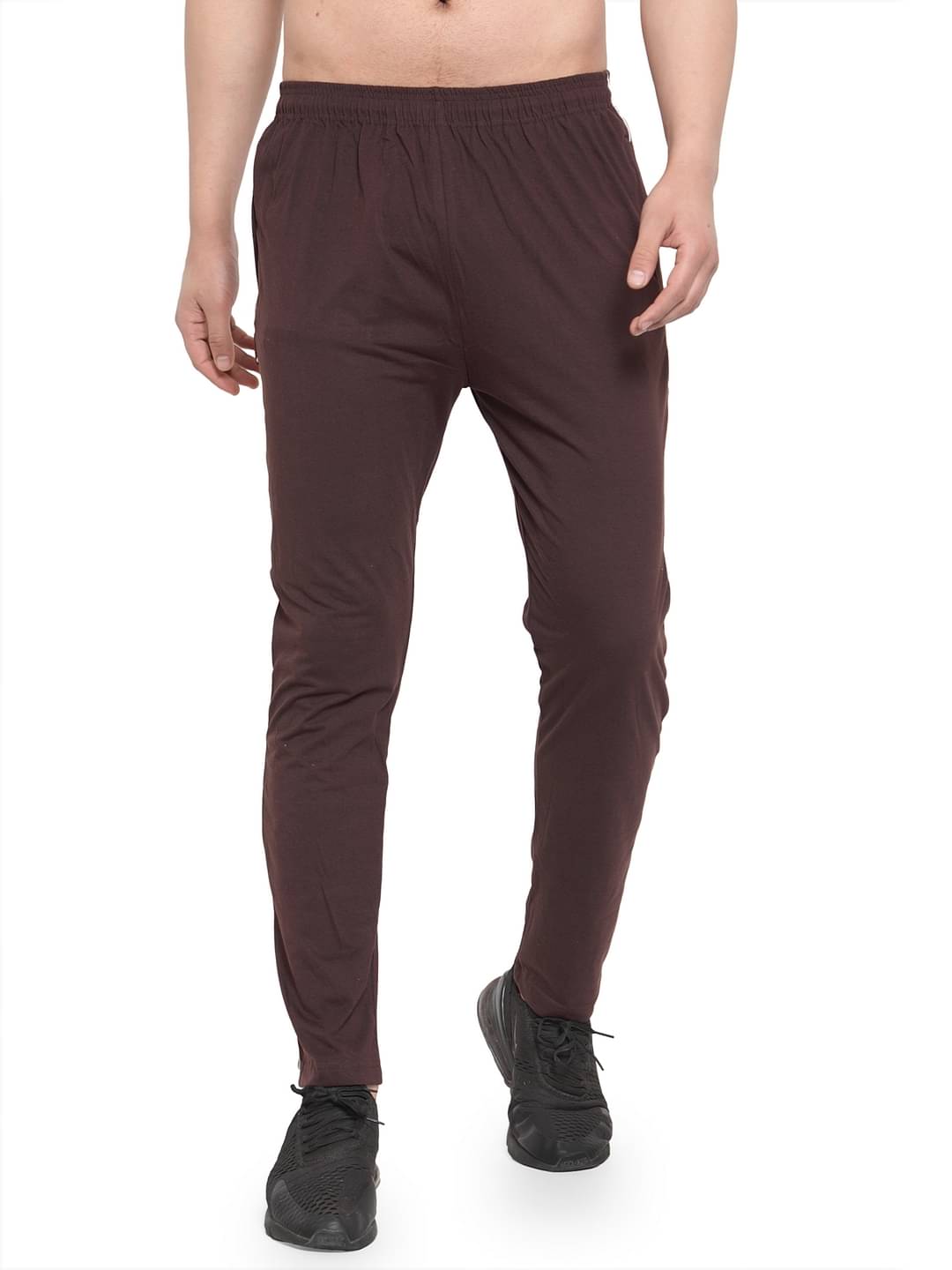 Uzarus Brown Cotton Printed Trackpants     			Uzarus Brown Cotton Printed Trackpants