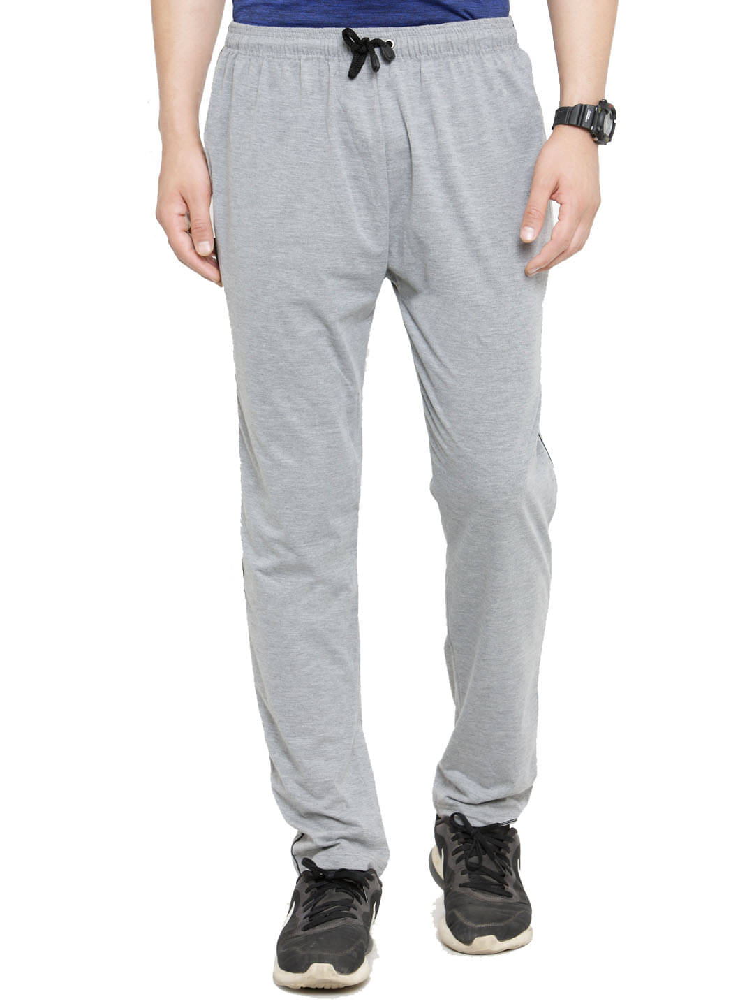 Uzarus Grey Cotton Printed Trackpants     			Uzarus Grey Cotton Printed Trackpants