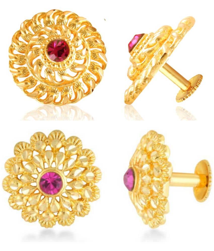Vighnaharta Everyday wear Gold plated alloy Earring, Flower Earring, Round Earring, Fancy Earring, Stud Earring for Women and Girls ( Pack of -2 pair Earring) {VFJ1234-1400ERG} - Earrings | Buy online on ZillyBuy
