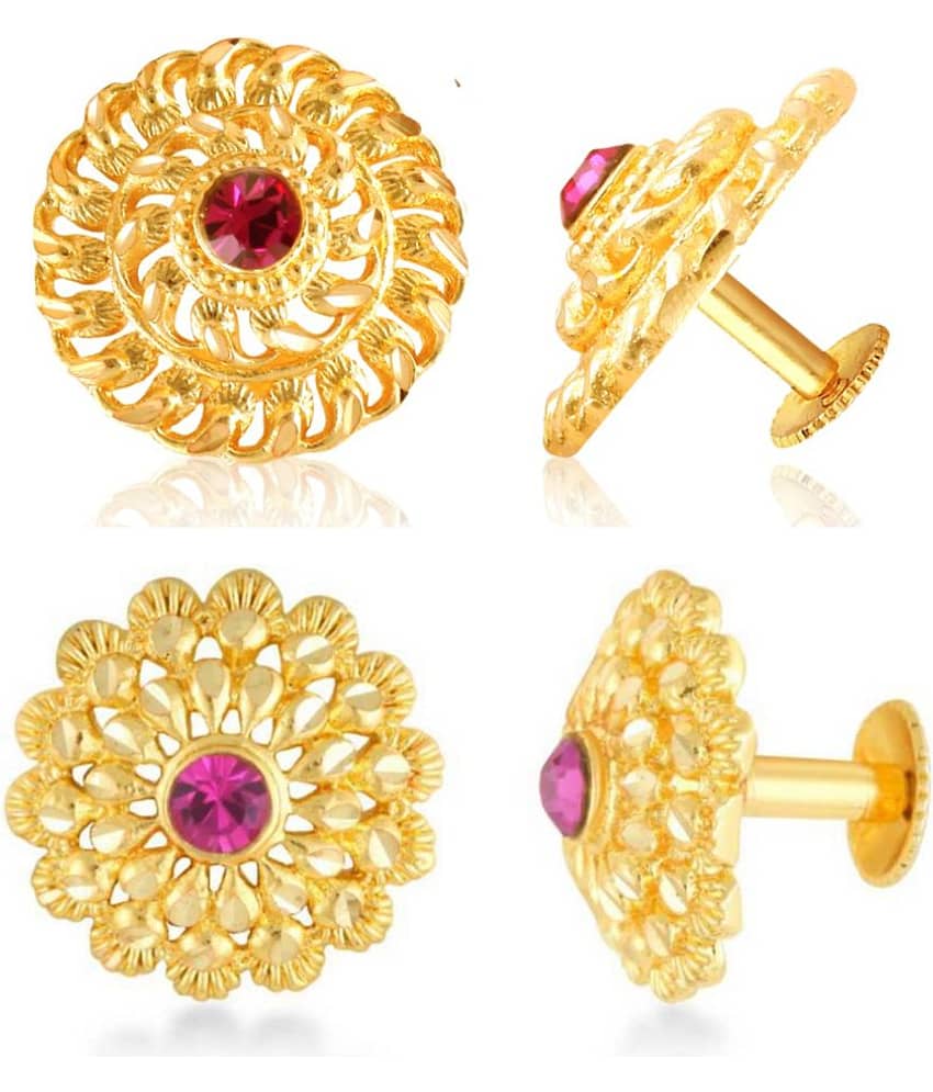 Vighnaharta Everyday wear Gold plated alloy Earring, Flower Earring, Round Earring, Fancy Earring, Stud Earring for Women and Girls ( Pack of -2 pair Earring) {VFJ1234-1400ERG} - Earrings | Buy online on ZillyBuy