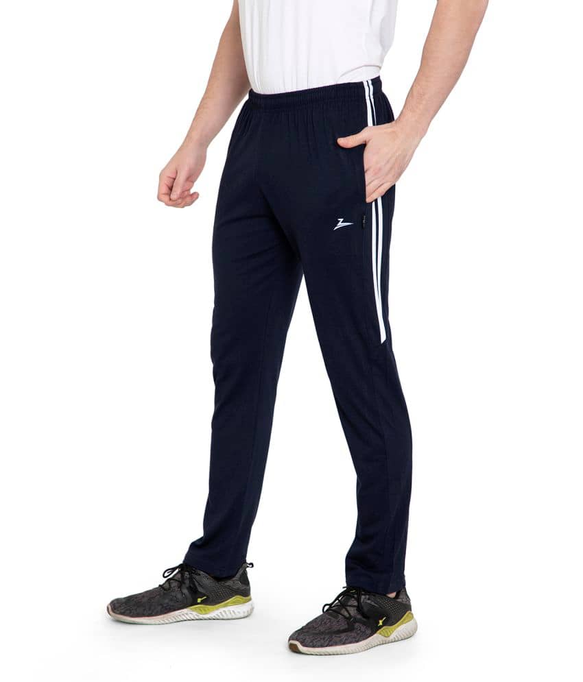 Zeffit Men's Cotton Blend Running Trackpants Navy - Track Pants | Buy online on ZillyBuy
