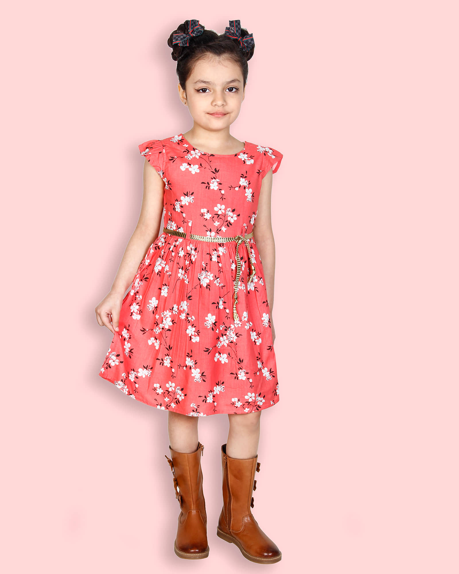 Addyvero Rayon A-line For Girls ( Pack of 1 , Orange )