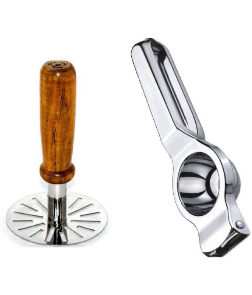     			Blooms Mall Combo Stainless Steel Lemon Squeezer with Bottle Opener Aluminium + steel Potato Masher Pav Bhaji Masher Combo for Kitchen Tools
