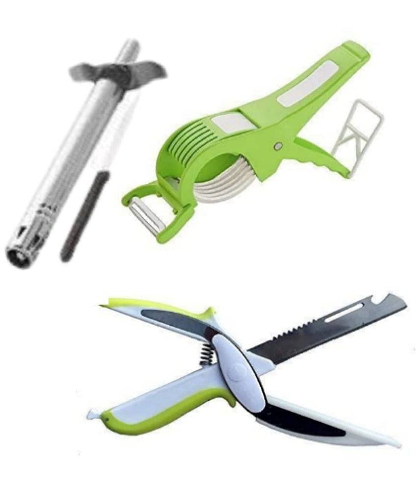 Blooms Mall Combo of Clever Cutter +Vegetable Cutter + 1 Stainless Steel Knife + 1 Gas Lighter (Multi Colour) Blooms Mall Combo of Clever Cutter +Vegetable Cutter + 1 Stainless Steel Knife + 1 Gas Lighter (Multi Colour)