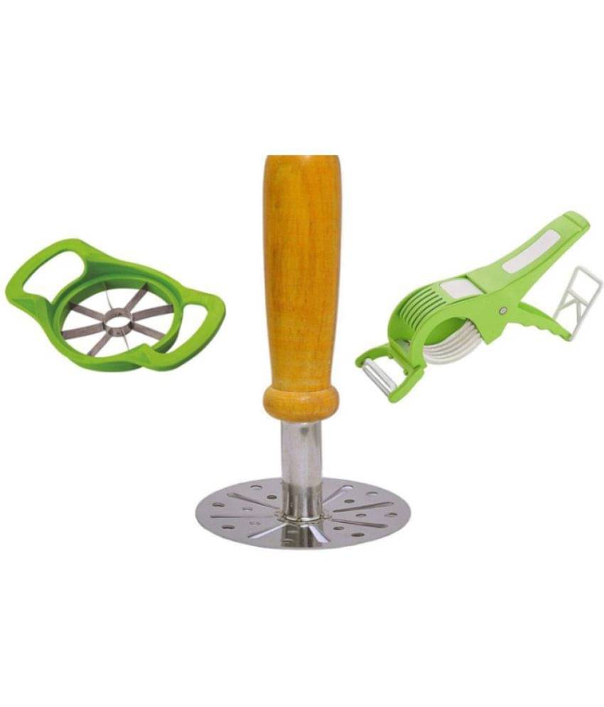     			Blooms Mall  Combo of Plastic Vegetable Cutter 5 Sharp Blade with Peeler and Multi-Functional Cutter with potato masher