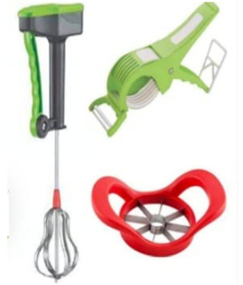     			Blooms Mall  Combo of Plastic Vegetable Cutter 5 Sharp Blade with Peeler and Multi-Functional Cutter with Stainless Steel Blade,with Power Free Hand Blender