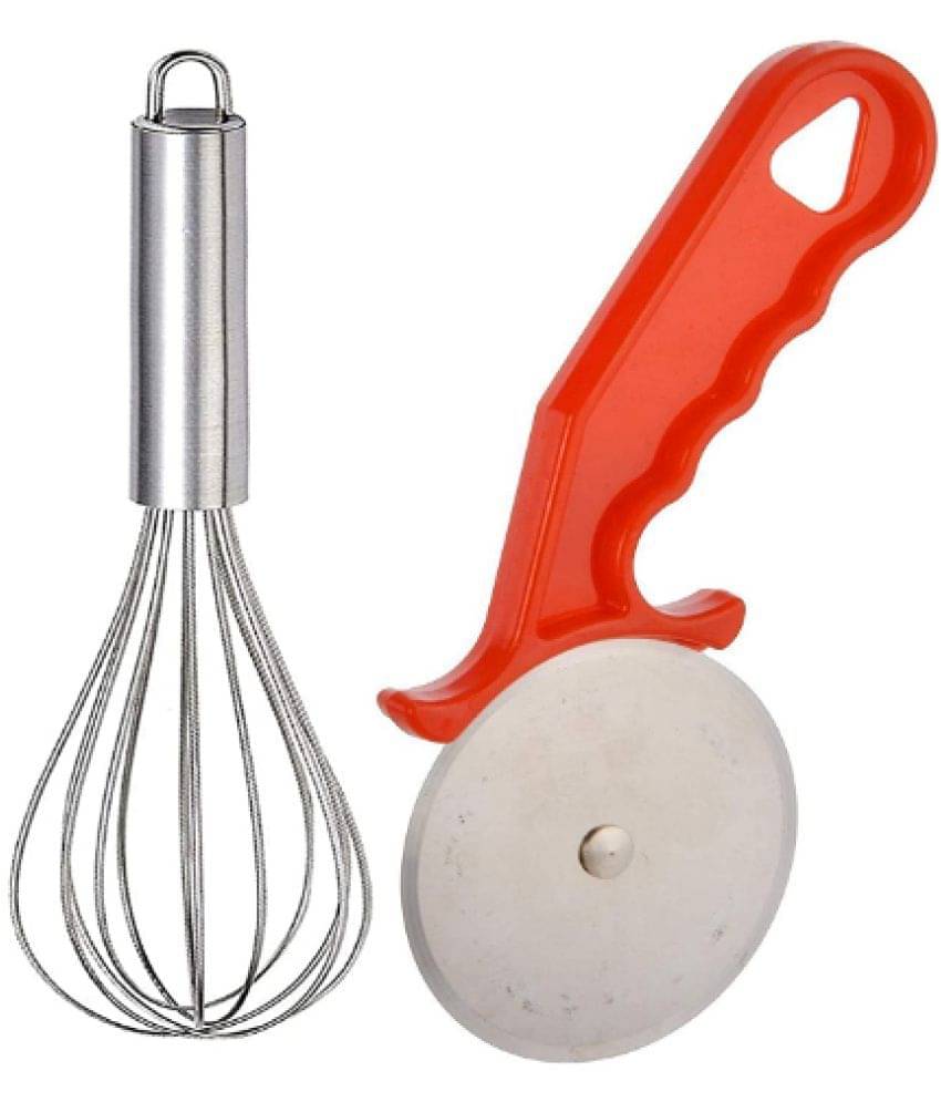     			Blooms Mall  Combo of  Stainless Steel Pizza Cutter and  Egg Beater Combo, 2 Pc