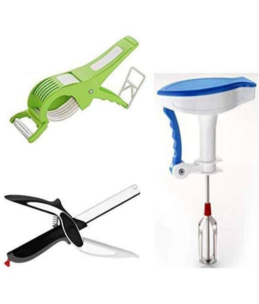 Blooms Mall Combo of Vegetable Cutter 5 Sharp Blade with Peeler and Veg Clever Cutter for Chopping with Power Free Hand Blender (3 in 1 Combo) - Blooms Mall Combo of Vegetable Cutter 5 Sharp Blade with Peeler and Veg Clever Cutter for Chopping with Power Free Hand Blender (3 in 1 Combo) -