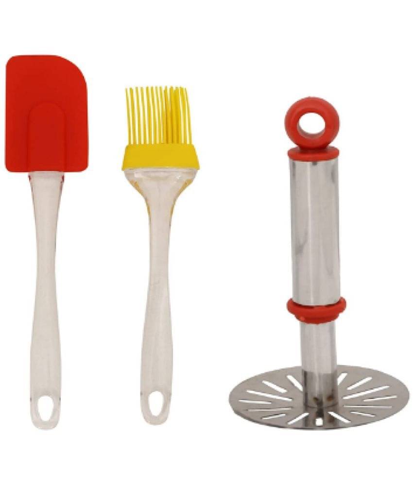     			Blooms Mall Silicone Spatula Cooking Brush and Potato Masher( Steel )