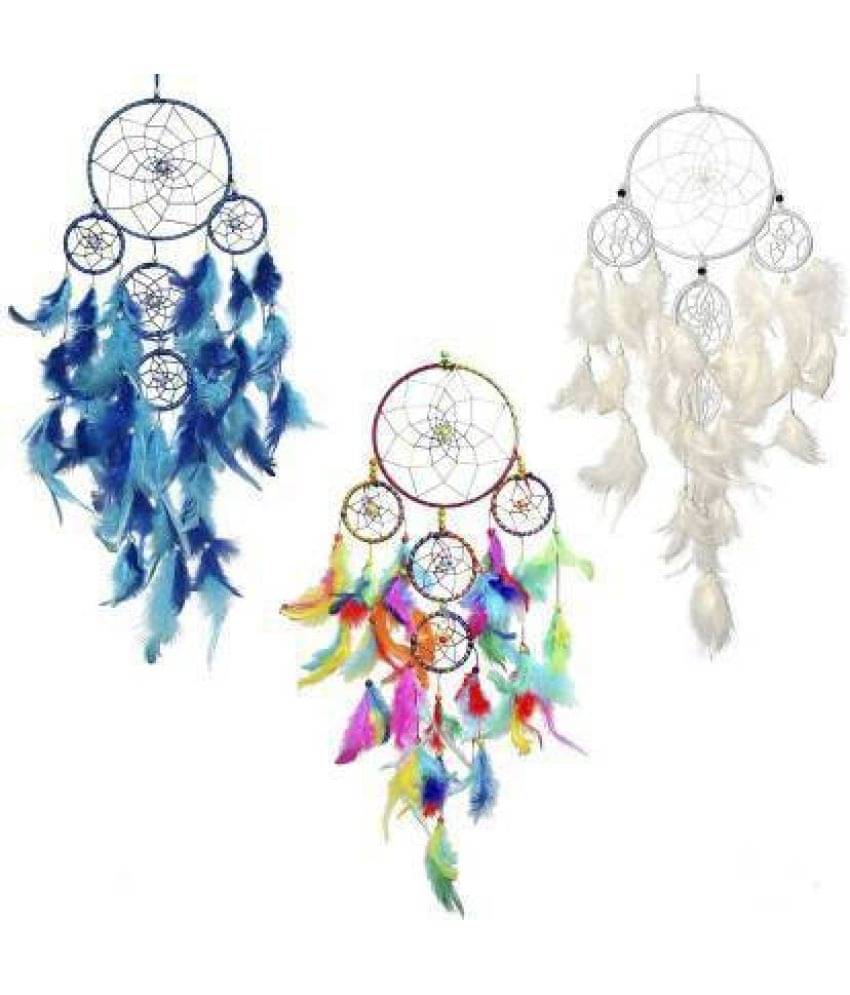     			new lucky Feather Multicolour Dream Catcher - Pack of 3 ( X cms )