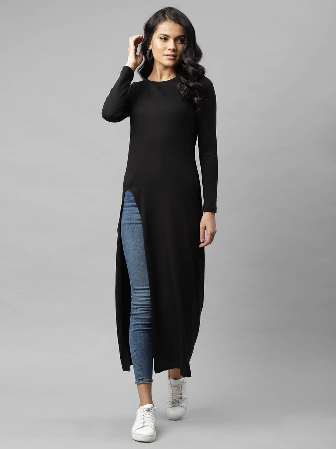 Rigo Women's Cotton Blend Tunic ( Black )