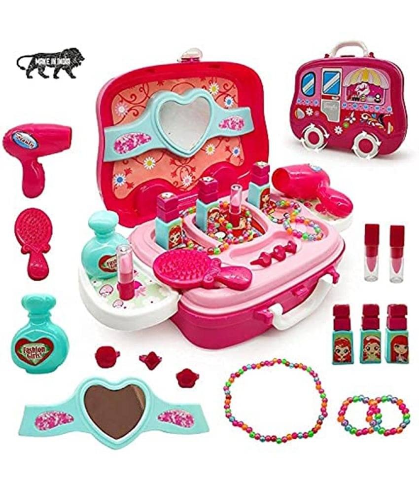 Beauty Make up case and Cosmetic Set Suitcase with Makeup Accessories for Children Girls- Pink 2in1 Toy Beauty Make up case and Cosmetic Set Suitcase with Makeup Accessories for Children Girls- Pink 2in1 Toy