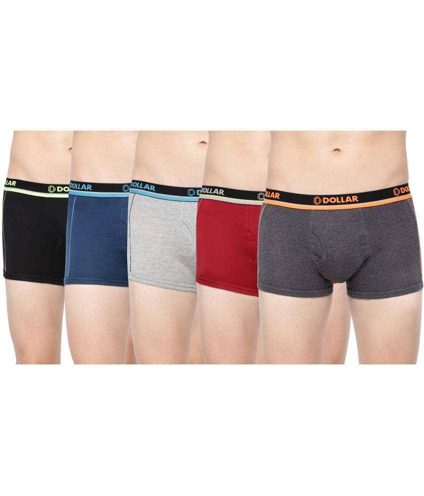     			Dollar Bigboss Men's Pack of 5 Combed Cotton Solid Trunk With Illuminating Waistband Logo (Colour May Vary)