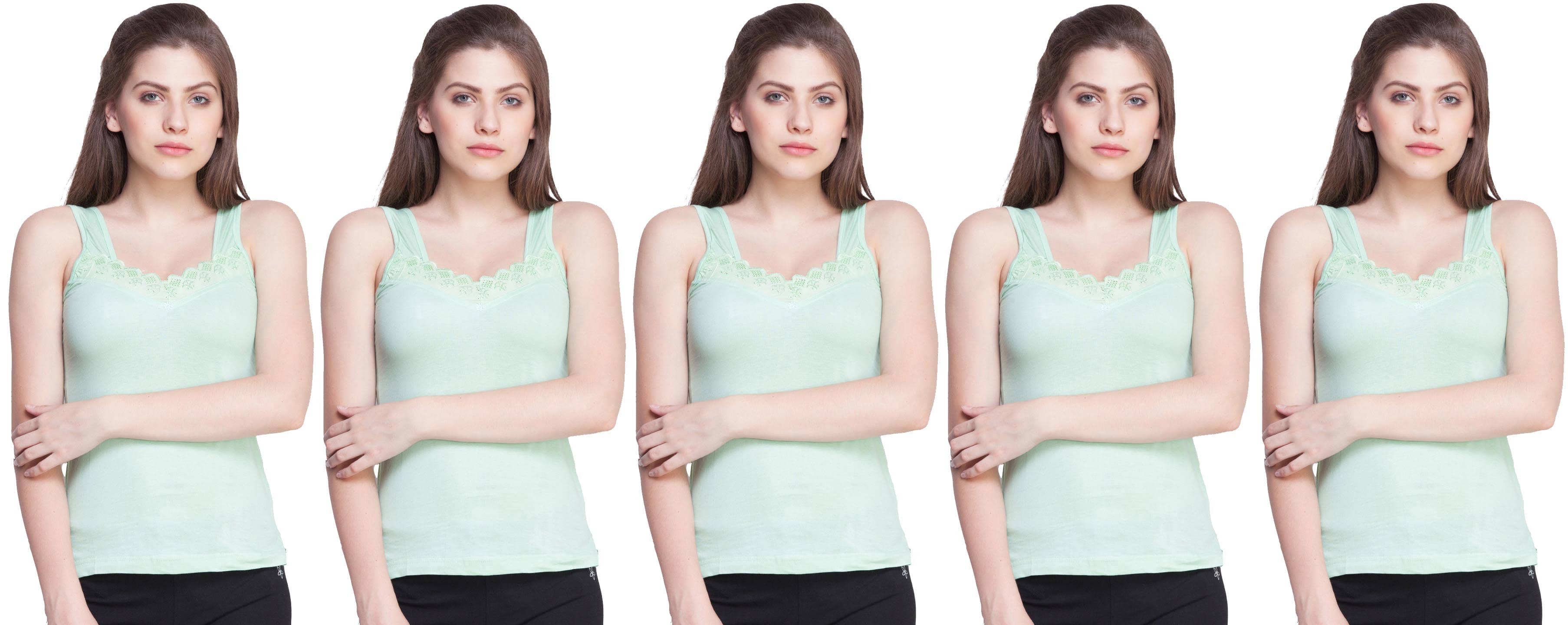Dollar Missy Cotton Camisoles - Green Pack of 5