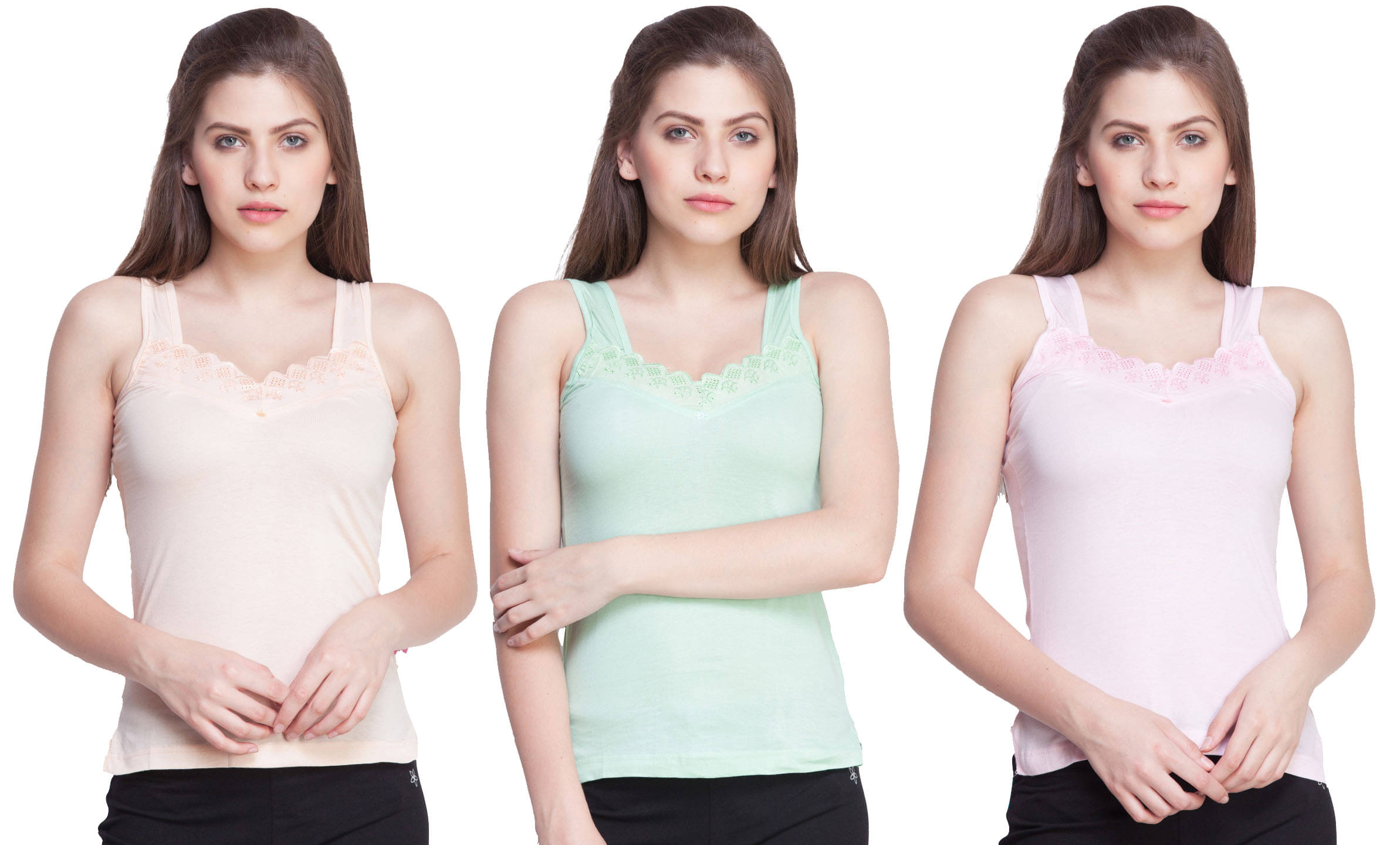 Dollar Missy Cotton Camisoles - Multi Color Pack of 3 Dollar Missy Cotton Camisoles - Multi Color Pack of 3