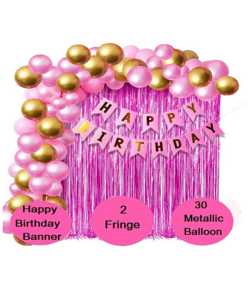     			KR Happy Birthday Balloons Banner Curtains Decorations Kit- 33Pcs