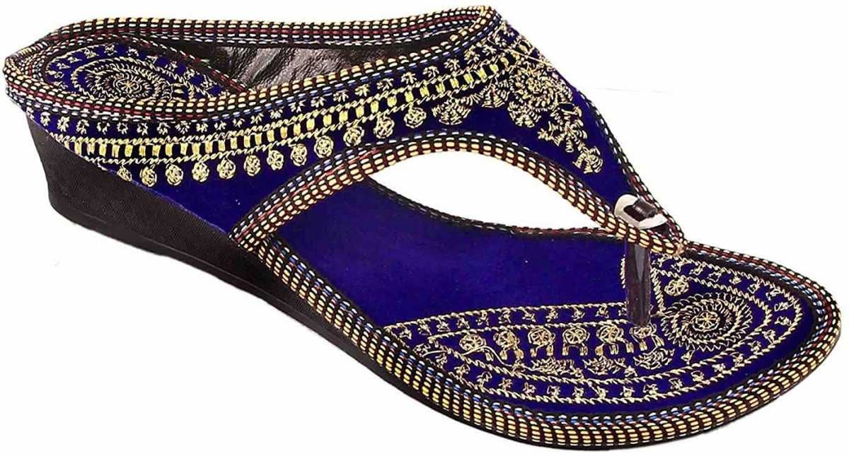 Apratim Blue Ethnic Footwear - Heels | Buy online on ZillyBuy